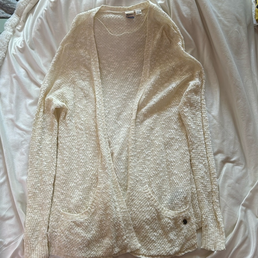 NWOT Roxy cream cardigan S with pockets
